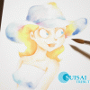 She has a hat on
